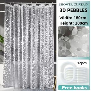 Bath Shower Curtain Liner 180cm x 200cm Clear Shower Curtain Liner with 12 pcs Grommet Holes Plastic Shower Curtain Liner【FREE HOOKS】Collapsible Hook Shower Curtain Waterproof