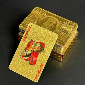 mememall 24K Gold Poker Cards Waterproof Gold Foil Plated Plastic Playing Cards Table Game