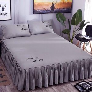 Hàn Quốc màu trơn tấm ga trải giường 1.5m/1.8mskirt phong cách bedspread 3/4/5ft. Vỏ bọc nệm (không bao gồm vỏ gối)