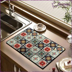 Suomi Kitchen Draining Mat Non-slip Washable Tableware Mat Foldable Dish Drying Pad 30*40cm