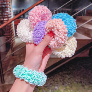 1Pair 2021 New Creative Girls Colorful Luminous Plush Scrunchies Hair band for Women Ponytail Headwear Elastic Hair Bands Fashion Hair Accessories