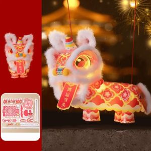 MQU19 Ancient Style Lion Dance Lantern Cartoon Waterproof Handheld Lantern Blessing Material Packages Portable Lantern Chinese New Year