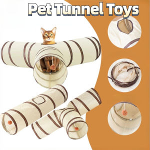 Cat Tunnel Play Maze Toy Collapsible Cat Tunnel Tube with Hanging Balls Multiple Entrances
