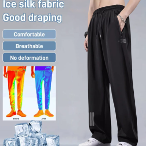 Mens ice silk airconditioning pants thin section quickdrying casual pants