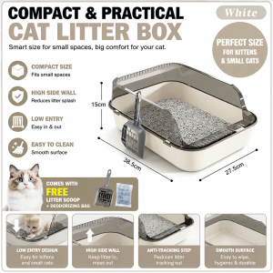 Cat Litter Box With Scoop Anti Spill Splash Proof Leak Free Cat Toilet High Sides Easy Cleaning