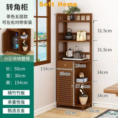 Cornert Cabine Organizer Floor Multi-Purpose Storage Rack BambooWeave Book Shelf Cabinet Storage Shelf Rack Corner Shelf