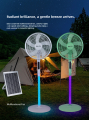 BOSCA 16 Inch 12v DC Standing Solar Powered Outdoor Rechargeable Solar Electric Fan With Solar Panel And Battery USB Charging and RGBW LED Lighting Remote Control BSF-981G. 