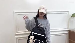 JNK #666-19 Casual Style Backpack School Bag for Student with Plushie Bear 17inches