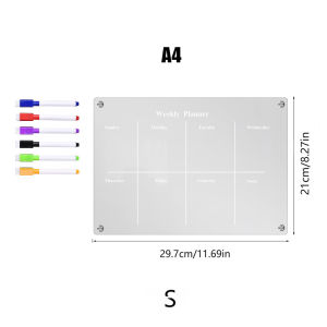 Acrylic Magnetic Whiteboard Fridge Magnetic Board Daily Weekly Schedule Reusable Magnetic Planning Boards With 6 Pens
