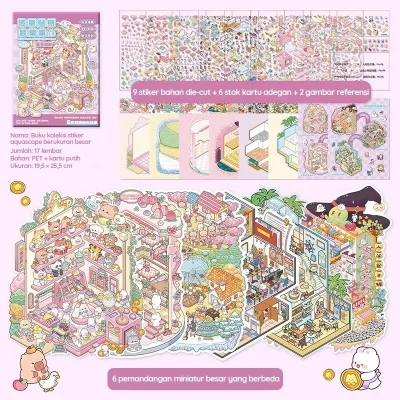 3D Material Book 20 in 1 Scene Collection Koleksi Stiker Simulation Scene Stickers Diy Landscape Collection Miniature Scene Material Book