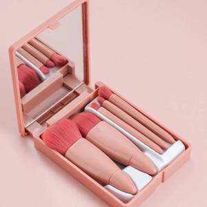 ชุดแปรงแต่งหน้า แปรงแต่งหน้าแบบพกพา 5 ชิ้น พร้อมกระจก ส่งจากไทย