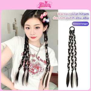 CHARM Extension Rambut Sintetis Model Kepang Wig Wanita Kepang Wig Kuncir Kuda Ganda Kepang Ekstensi Rambut Kepang Model Ikat Rambut42CM