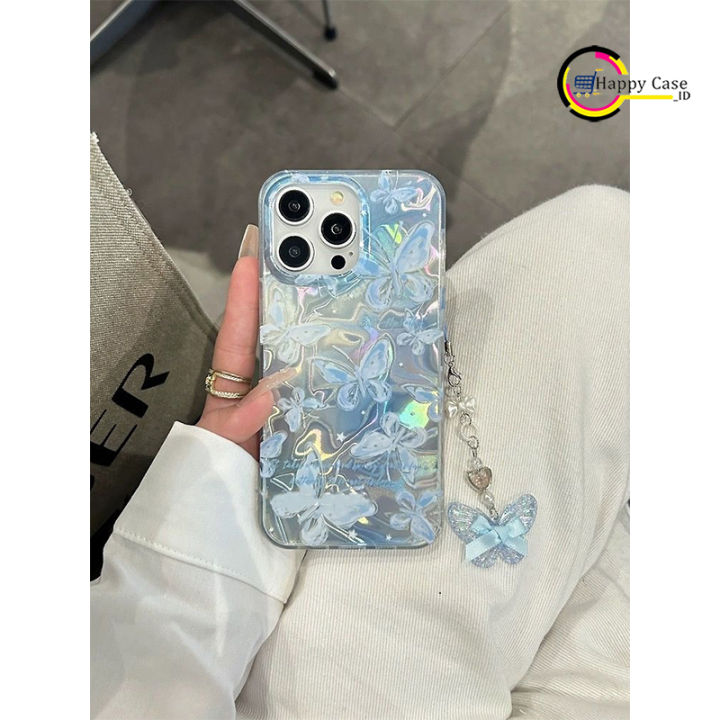 SS910 CLEAR CASE BUTTERFLY BLUE UNTUK IPHONE 7+ 8+ X XS MAX XR