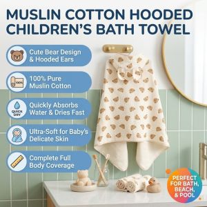 Cartoon Four Seasons Cloak Four Layer Gauze Hooded Baby Cloak Soft Infant Bath Towel Breathable Baby Cape Wrap Cartoon Shower Towel for Home Travel Use