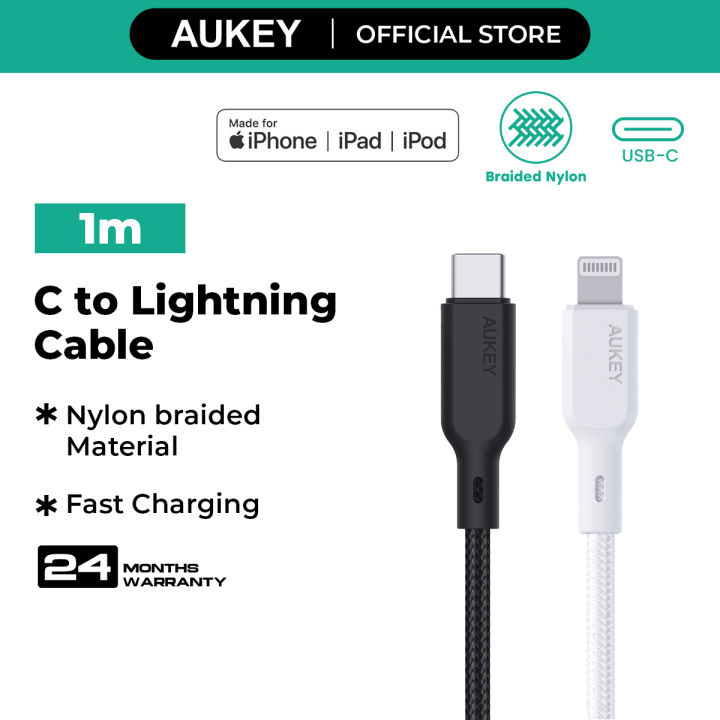 Aukey CB-CL5 MFI Nylon Braided USB-C to Lightning Cable Lazada