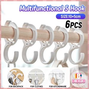 Biblio【Ready in Stock】 6Pcs Multifunctional S-type Hanging Hook Plastic Hook for Kitchen/Bathroom/Toilet