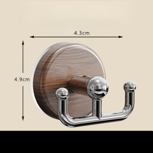 Wood Grain Suction Cup Hooks No Drilling Strong Load Bearing Double Head Bathroom Towel Holder