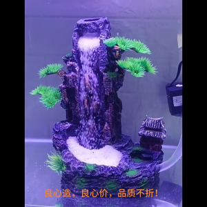 Artistic Resins Aquarium Waterfall Ornaments With Moving Waterfall Effect Natural Mountain Scenery For Water Habitats