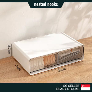Stackable Desktop Cosmetics Organizer Makeup Storage Box with Drawer Lipsticks Holder Stationery Multipurpose Office Desk Box