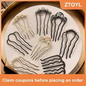 【ZTOYL】 Kim loại hình chữ U tóc Ngã Ba lược ngọc trai tua tóc gậy kẹp tóc kẹp tóc phụ nữ Cô Gái Tóc phụ kiện trang trí phong cách công cụ