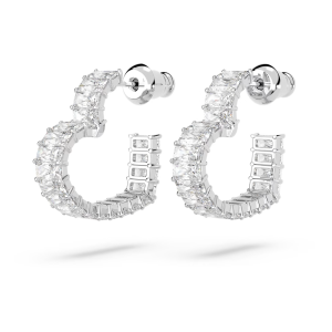 SWAROVSKI Luxury Matrix small size heart-shaped white gemstone large hoop earrings S925 sterling silver womens fashion earrings