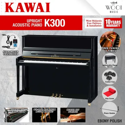 Kawai K300 Professional Acoustic Upright Piano - Ebony Polish (Made in Indonesia)