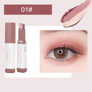 YZS 3 Colors Matte Eyeshadow Stick Waterproof Long Lasting Glitter Lazy Eye Shadow Shimmer Eye Makeup Pen 2 in 1 Eyeshadow Stick Two Tone Earth Color Eyeshadow