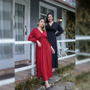 Tammy Dress Korean Style Big Size Baju Wanita Jumbo Murah Terlaris Rayon Premium Polos Santai Long