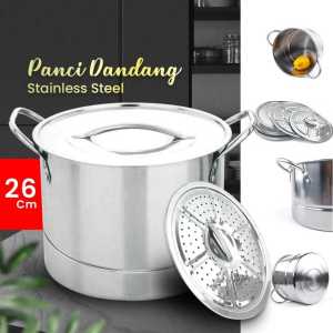 Dandang Stainless Steel Tebal Stockpot Panci Steamer kukusan Panci Kukus Serbaguna