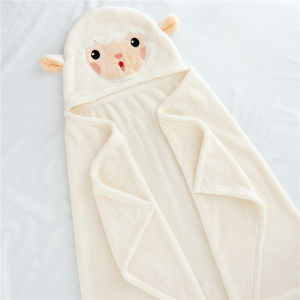 VREN Baby Cartoon Cute Hooded Bath Towel Baby Bathrobe Girl  Boy Coral Fleece Blanket Newborn Baby Kids Bath 70*140cm