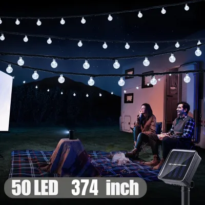 Solar String light Outdoor Waterproof 100 LED Christmas Crystal ball for Patio bulb Lights With Solar Panel Original Flash Fairy Garden Party Camping Garland Lamp Porch Wedding Party Decoration lamp
