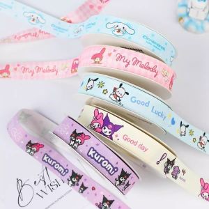 Sanrio Cartoon My Melody Printed Grosgrain Ribbon for Cheer Bows DIY Girl Headwear Hair Bows 22M Satin Ribbon