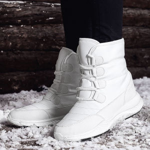 Bốt Mùa Đông SUPERLI 2024  Bốt Cao Đến Mắt Cá Chân Đi Tuyết Ấm Áp Cho Nữ Giày Nữ Màu Trắng Giày Vải Nhung Lông Chống Thấm Nước Chống Trượt Dành Cho Nữ Giày Đi Tuyết Ấm Áp