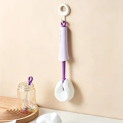 Squeeze Bottle Brush 2 In 1 Cup Brush Long Handle Baby Bottle Brush with Straw Brush Sponge Milk Bottle Cleaning Brush