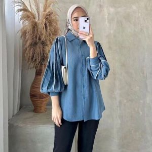 Devanka Shirt Top Atasan Blouse Kemeja Oversize Wanita Muslim Basic Kekinian Casual Daily Matt Cringkle Premium OOTD Fashion Remaja Terlaris