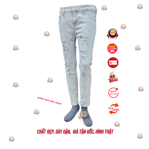 Quần jean nam BẠC RÁCH A-71 thời trang siêu đẹp chuẩn quần bò nam dài chất giãn có size đại A
