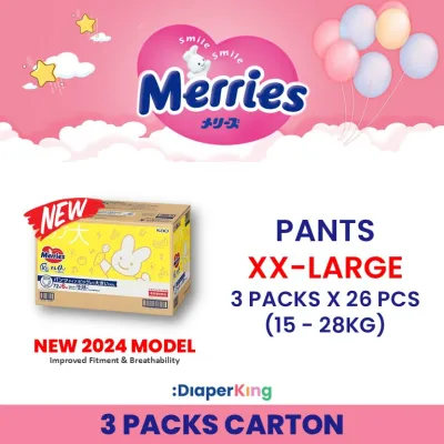 💕 3/4 PACKS DEAL 💕 MERRIES Disposable Diaper - Tape & Pants - GIANT Packs