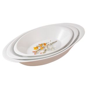 Đĩa bầu dục sâu lòng sứ trắng cao cấp Long Phương