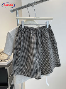 Z-ONER Plaid Shorts for Women New Style Wide Leg Pants High Waist Shorts