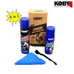 KOBY Chai xịt dưỡng sên rửa sên KOBY mẫu mới chính hãng Combo dưỡng sên Chain Lube và Rửa sên Chain Cleaner - Motorcycle Chain Maintenance Rust Prevention 24h Protection Tặng kèm Bàn chải vệ sinh sên 3D