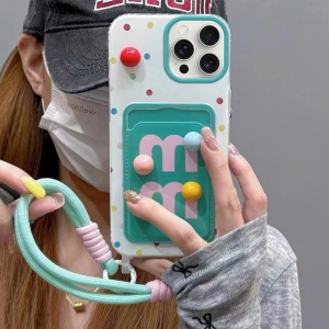 Case iPhone 13 11 14 15 16 17 Pro Max Casing Tali Gelang 3D Timbul Bubble Ball Lucu Softcase Silikone Premium