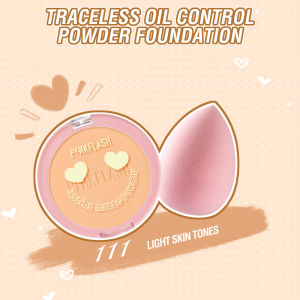PINKFLASH OhMySelf Lasting 8-Hour Matte Lightweight Traceless Oil Control Pressed Powder Foundation Couple Base Makeup Set Sponge OhMyPuff Beauty Blender