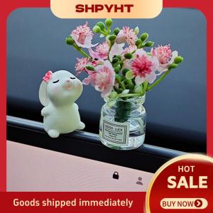 SHPYHT 1 bộ đồ trang trí búp bê chữa bệnh xe mới bình nhỏ dễ thương và bảng điều khiển trung tâm xe Thỏ trang trí cửa sổ