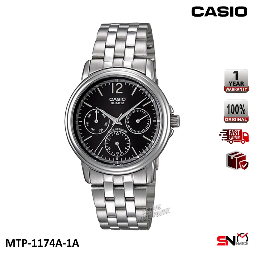 Casio MTP 1174A Multi Hands Fashion Quartz Analog Stainless Steel Band Men s Watch Jam Tangan Lelaki Lazada