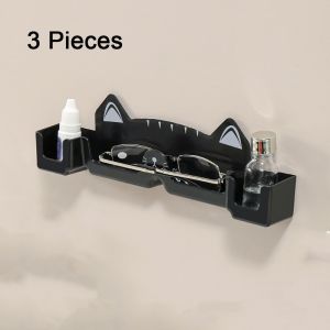 KODUS 3 Pieces Plastic Glasses Storage Box Self-adhesive Punch-free Myopia Glasses Display Rack Multi-functional Cute Eyeglasses Display Stand for Home