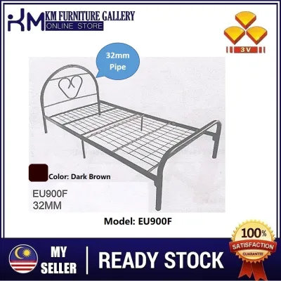 KM Furniture Gallery 3V Single Metal Bed Frame Super Base Heavy Duty (EU900FSB) (EU900F)/ Katil Bujang