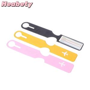Heabety Simple Travel Luggage Bag Tags Holder Plastic Suitcase Name Address ID Label
