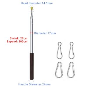 NOBLELYN Solid Wood Handle Flagpole Stainless Steel Rod Retractable Teaching Pointer Portable 200/250/300cm Teaching Stick Tour Guide