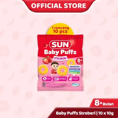 10 PCS - SUN Baby Puffs Stroberi Sachet 10 Gr