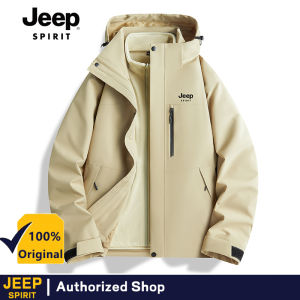 JEEP SPIRIT Mens Lightweight Jacket Outdoor Mountaineering Sunscreen Windproof Waterproof Coat Sports Travel three-in-one Jacket